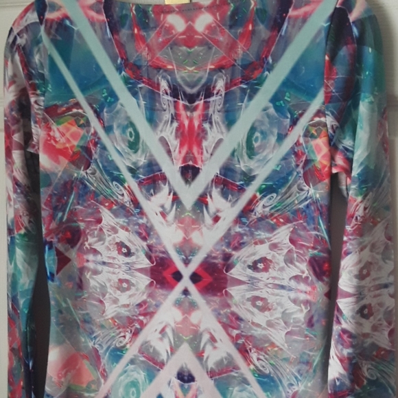 ASOS bodycon midi dress Soft & psychedelic kaleidoscope print open back - Picture 8 of 9